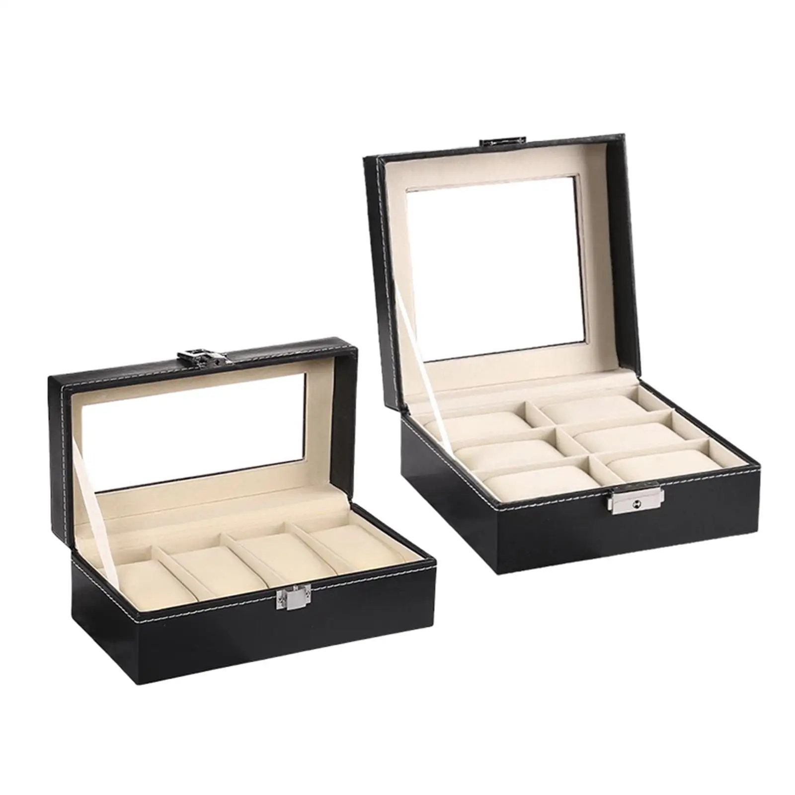 Watch Box Watch Storage Box with Lock Catch Watch Collection Case Glass Top