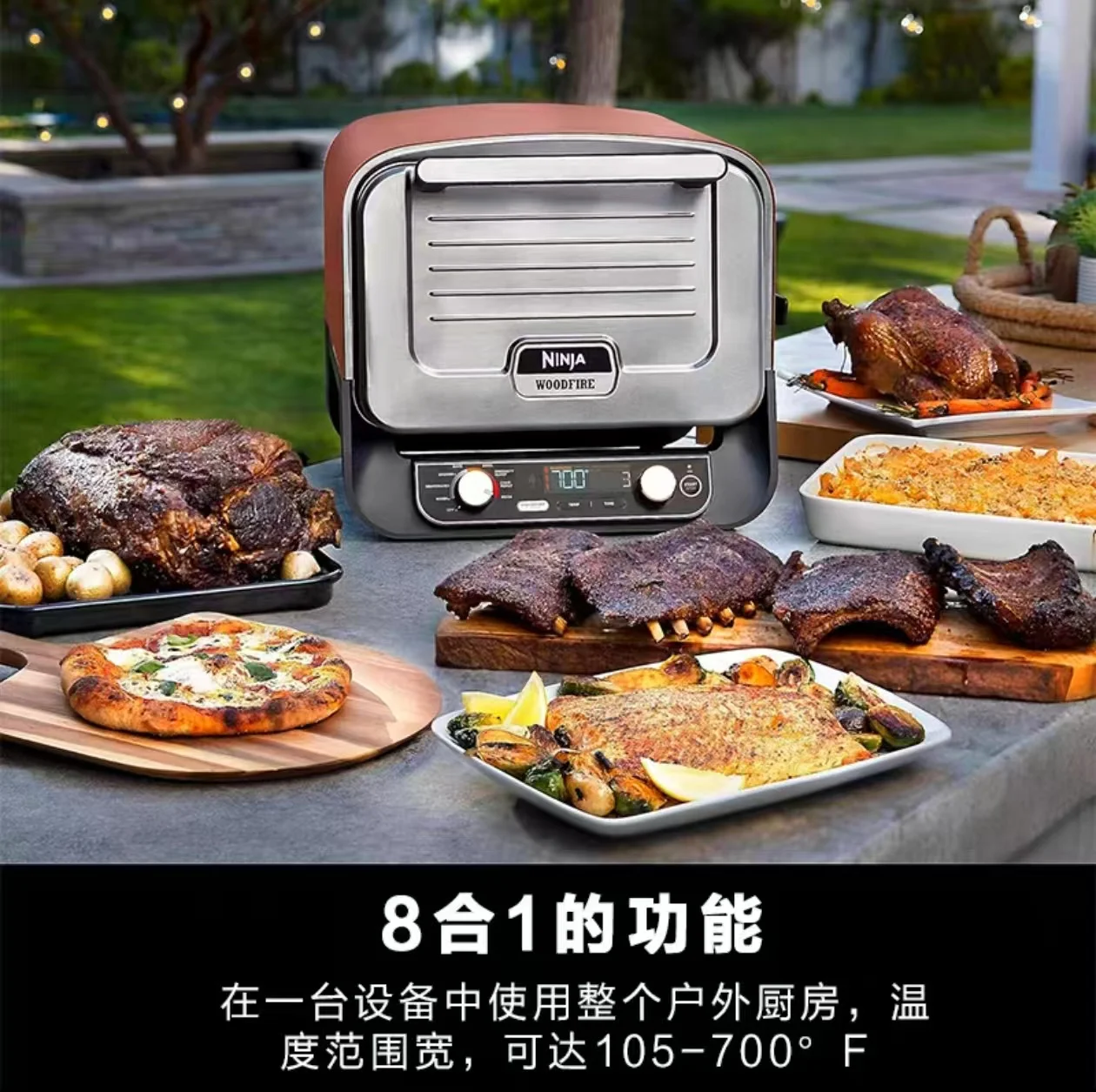 Outdoor Pizza Oven, Smoked Portable Electric Grill 1760W, 120V