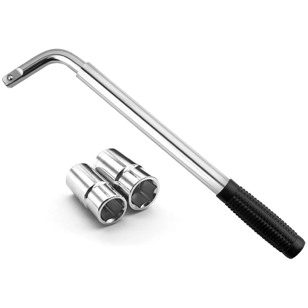 

Telescoping Lug Wrench Tire Wrench Wheel Nut Remover 1/2 Drive with 17/19mm and 21/23mm Flip Sockets Carbon Steel Lug Nut