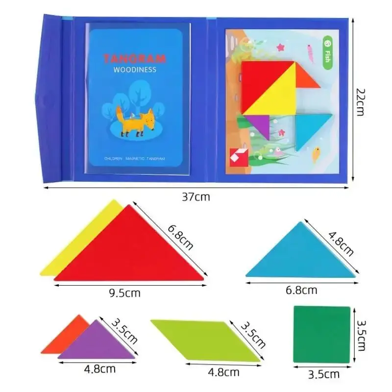 Livre de puzzle Tangram magnétique en bois pour enfants, jouets portables, Montessori, apprentissage de l'intelligence
