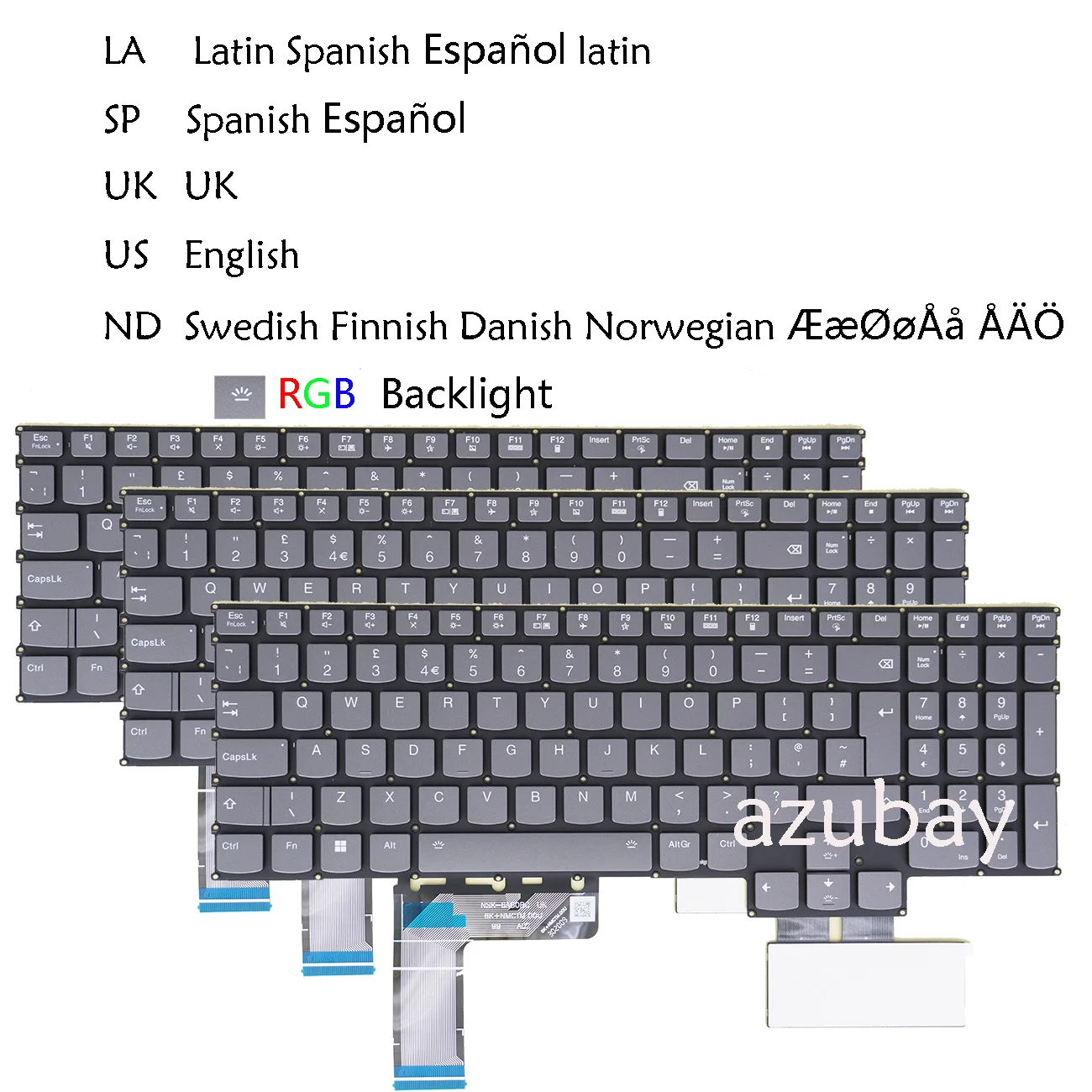 

Per-key RGB backlit Keyboard For Lenovo Legion S7 16IRH8 82Y3, Slim 7 16IRH8, LA Latin Spanish US UK Swedish Danish Norwegian