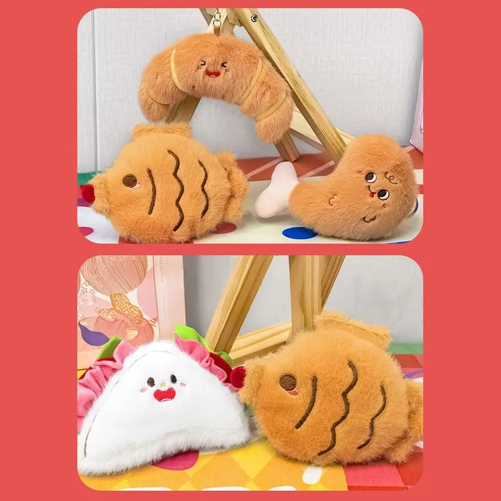 Lindo llavero de pan de peluche Multicolor colgante decoración de coche bolsa de comida de dibujos animados ornamento suave dulce bolsa Ita juguetes de regalo