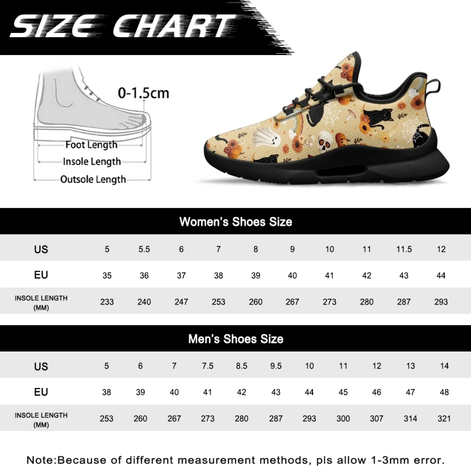 PENSTROLL Black Cat Pattern Lightweight Walking Shoes for Men Work Outdoor Activities, Casual Men's Fashion Sneakers