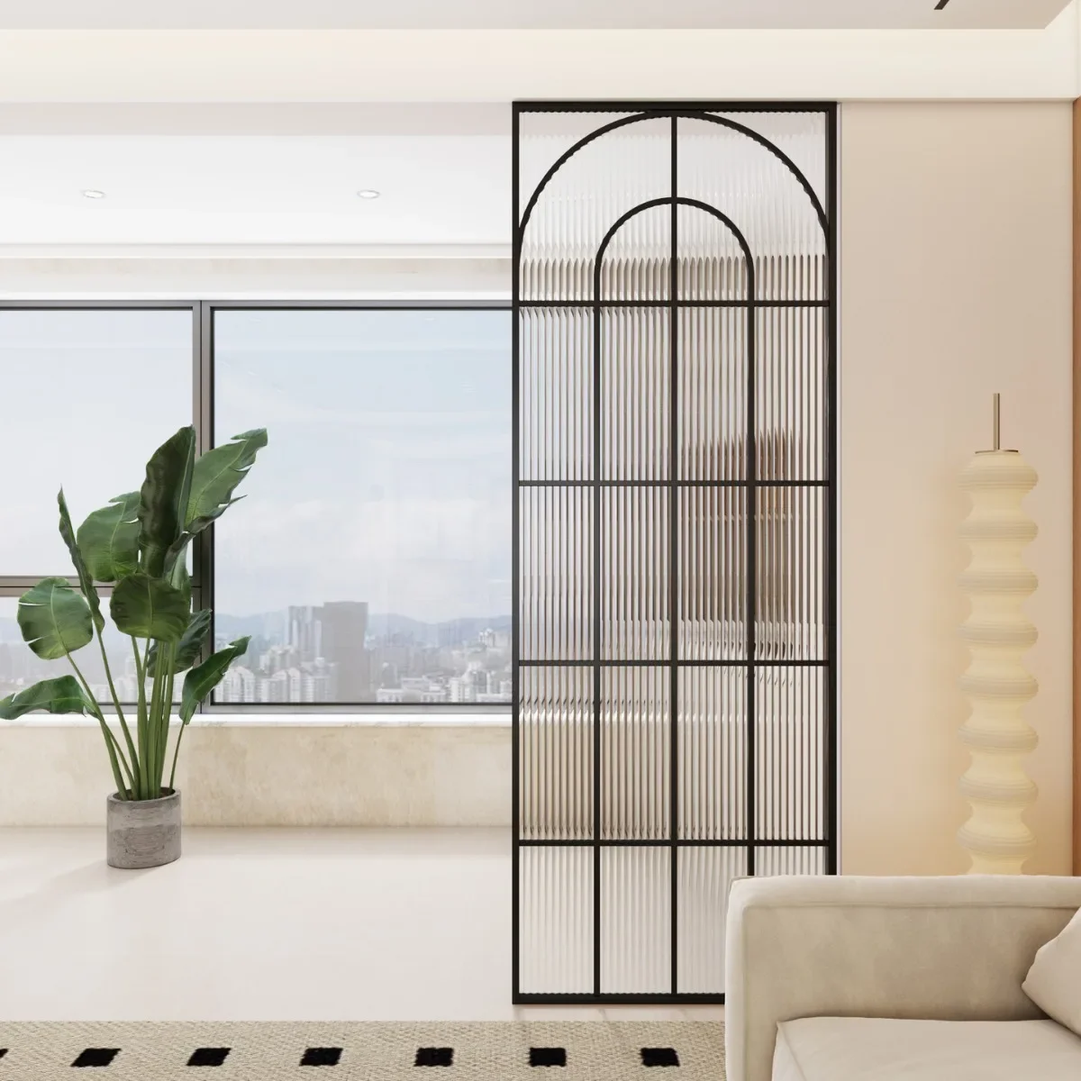 Changhong glass partition living room home office blocking wrought iron stainless steel screen partition wall 5