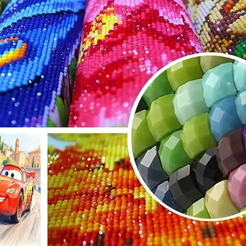 1 قطعة سيارات ديزني بيكسار للأطفال البرق ماكوين 5D الحفر الكامل الماس طقم الطلاء ، DIY بها بنفسك الكرتون سباق السيارات جوهرة الفن مشروع ، سبا