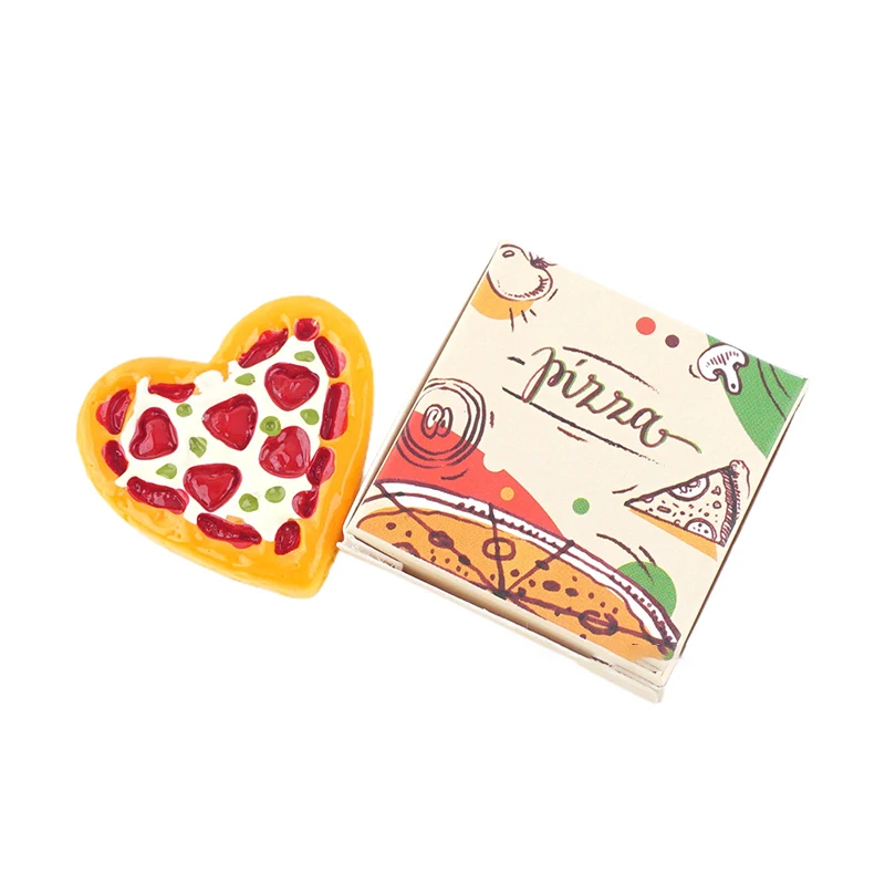 Mini Pizza Play Toys Dollhouse Pizza em miniatura com caixa de embalagem Modelo de cozinha Decoração de comida Toy Doll House Acessórios 