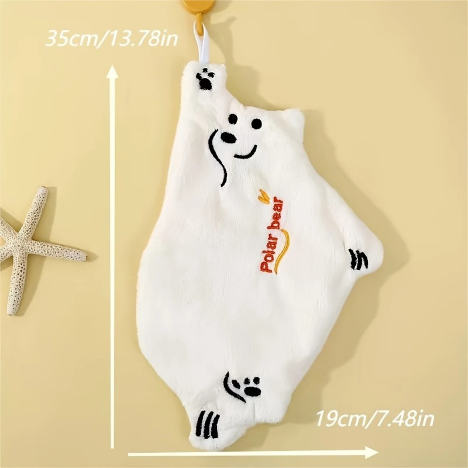 Adorable Polar  Fingertip Towel - Quick-Dry, Absorbent Coral Fleece With Hanging Loop For ' Bathroom