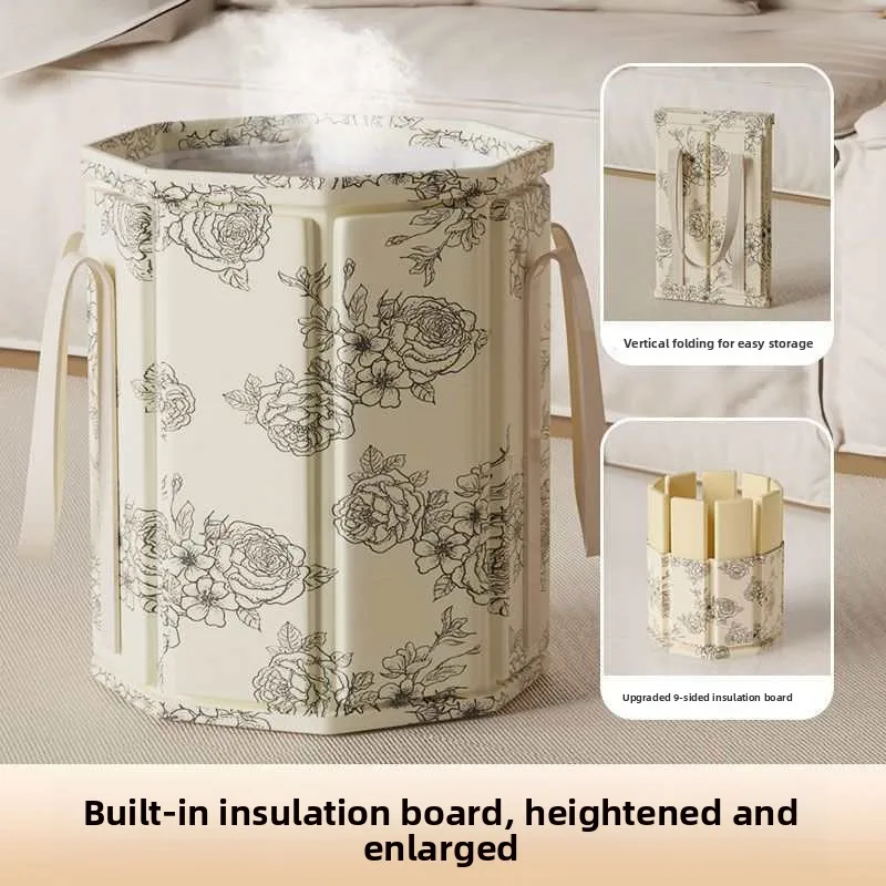 Foldable Foot Bath Bucket Over Calf High Deep Bucket Home Insulation with Steaming Cover Foot Bath Special Basin Portable Foot S