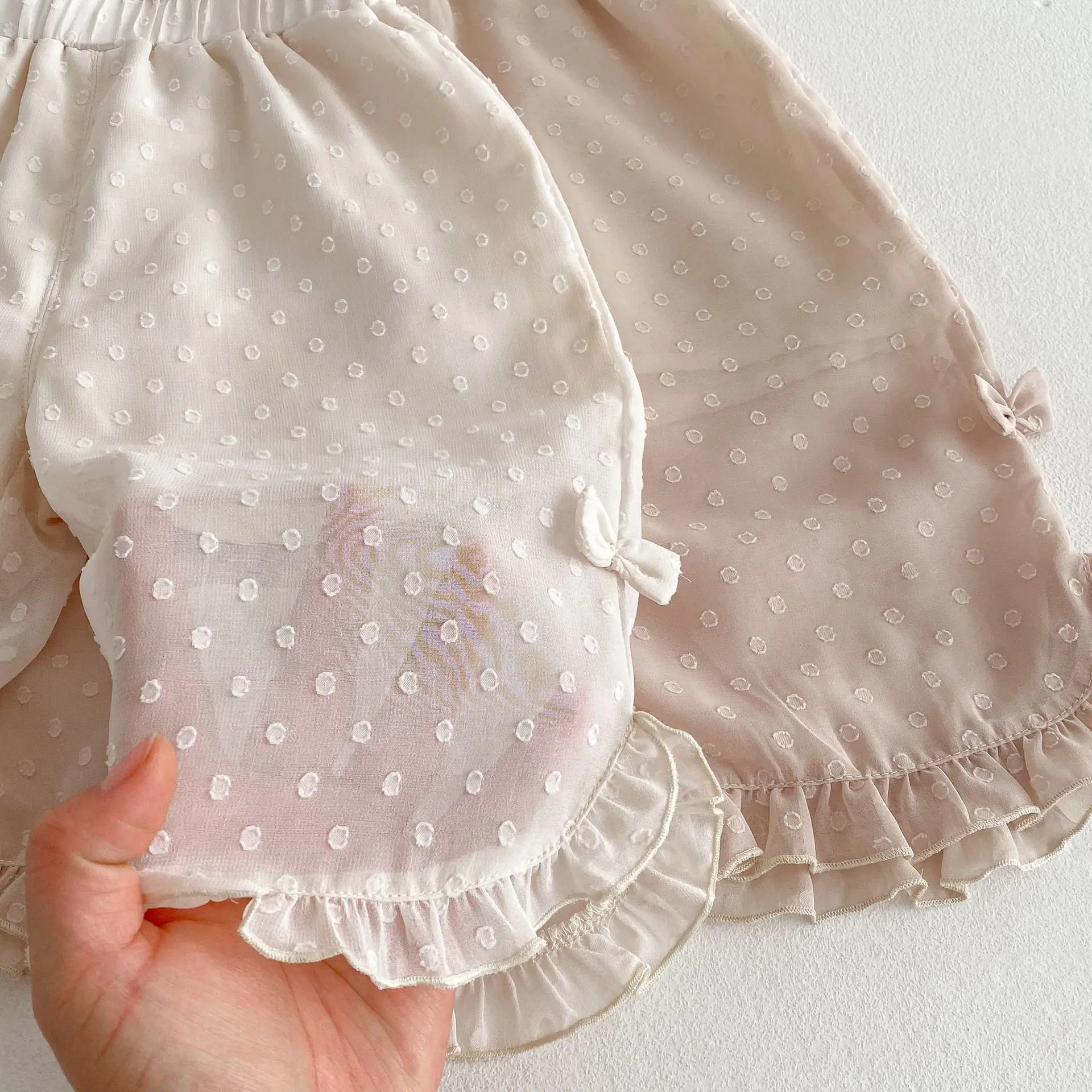 Girls' Solid Color Mosquito Repellent Pants 2025 New Summer for Baby Girls Korean Version Bow Pants for Children