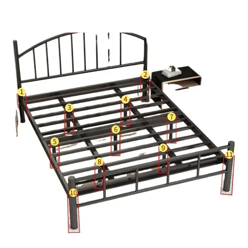 Nordic double bed silent modern 1.8m 1.5m rental room iron frame bed