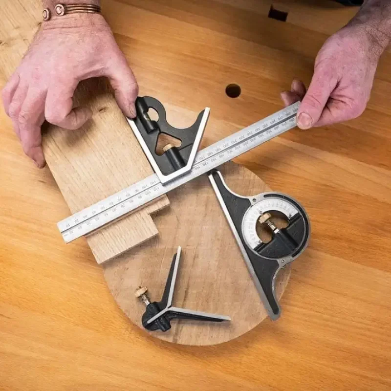 300mm Tri-Square Combination Square Ruler 3 In 1 Angle Square Measuring Tool Set Detachable Stainless Steel Aluminum Durable Adj