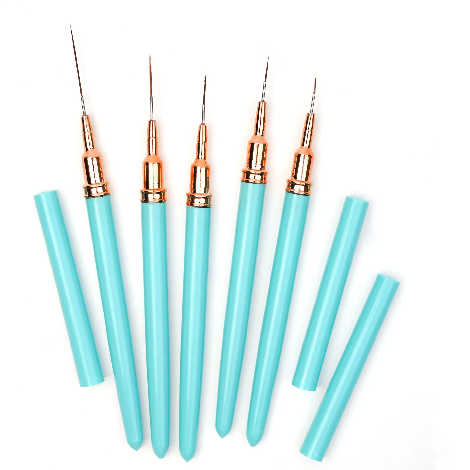 Japanese Ultra-Fine Nail Liner Brush 5pc Set - Precision Drawing & Painting Tools for Delicate Nail Art Designs