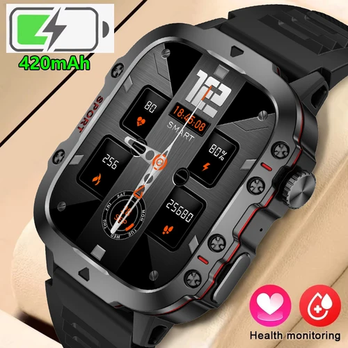 LIGE 2025 reloj inteligente para hombres 1,96 ""reloj deportivo Fitness Tracker 3ATM impermeable hombres presión arterial monitoreo de salud Smartwatch Android