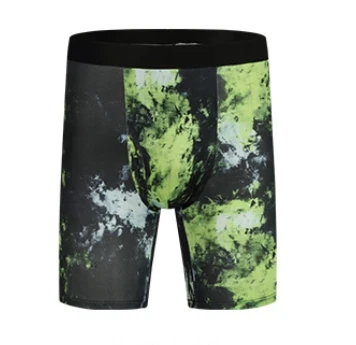 Men Long Leg Boxer Briefs Leopard Print Anti-chafing For Gym Low Waist Trendy Home Male Underwear Shorts