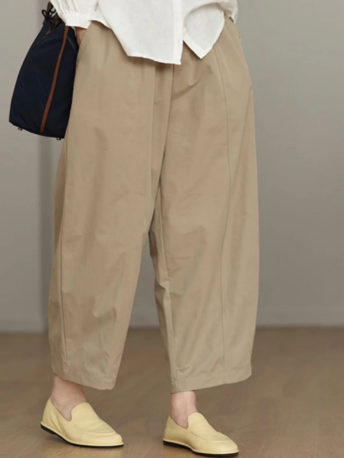 Retro japanische Sle Damen lose hohe Taille weites Bein Hose lässig lockere Passform neun Punkte Ballonhose vielseitiger gerader Schnitt