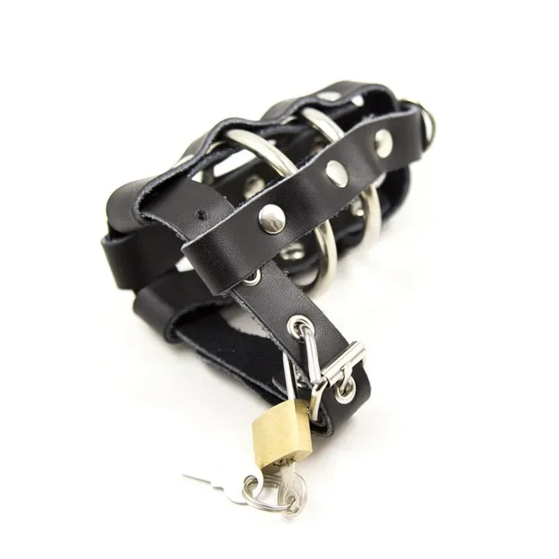 Fetish Lederen Penis Sloten Verstelbare Gesp Cock Cage Metal Locked Penis Ring Kuisheidsgordel Adult Sex Game voor Mannen Gay