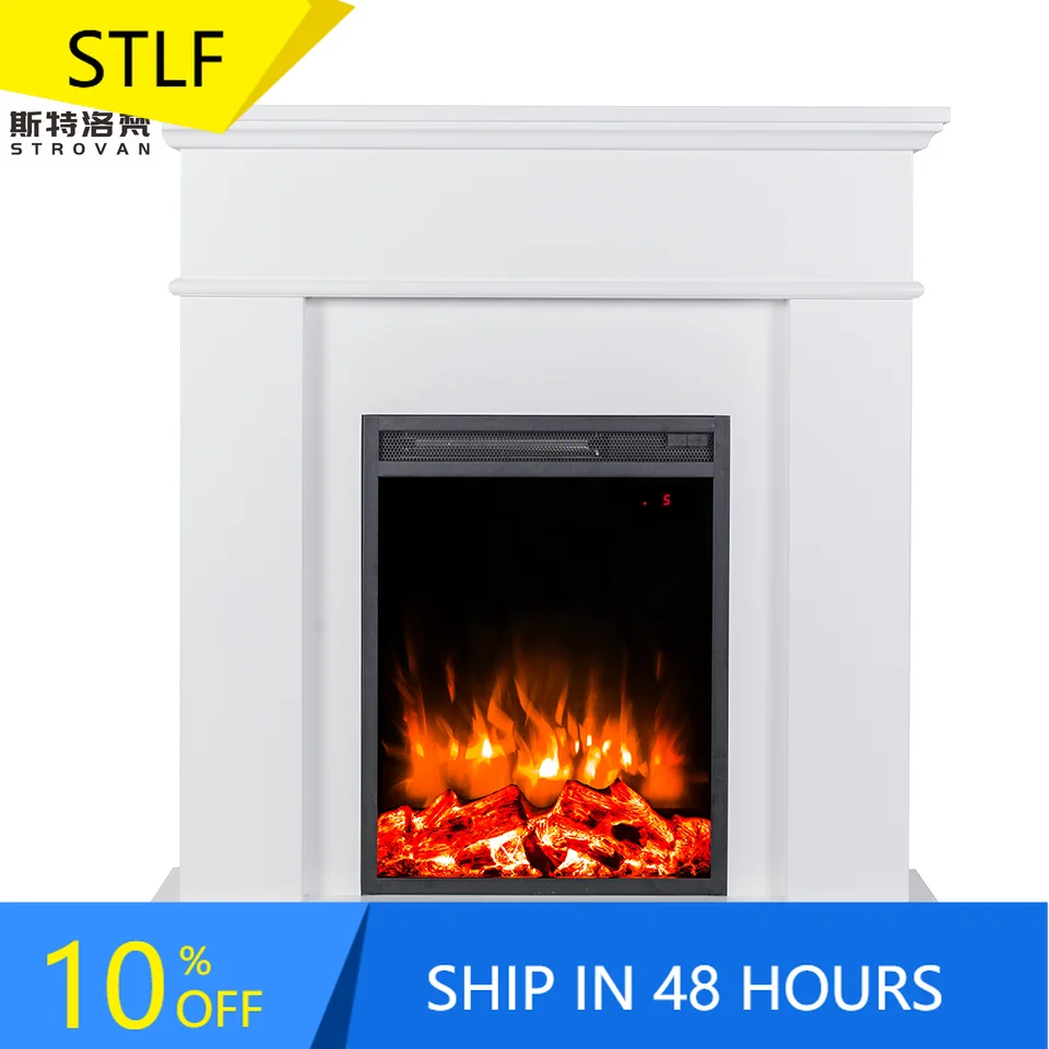 

ZXHK French-Operating Remote Control LED Display Electric Fireplace Heated Mantel Freestanding Indoor Use for