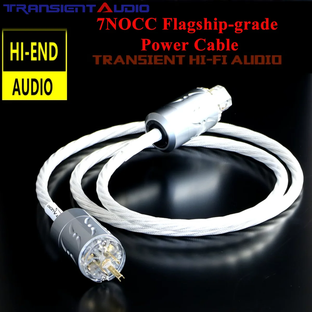 TRANSIENTHI-FIAUDIO High-Fidelity Flagship Audio EU/US plug Power Cable, Audiophile-Grade 7NOCC with Silver Plating Power Cable