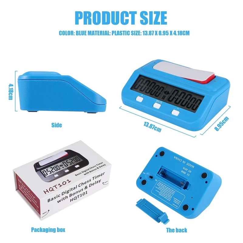 ساعة شطرنج رقمية أساسية A61P ومؤقت ألعاب، ساعة رقمية محمولة دقيقة، مؤقت ساعة رقمية