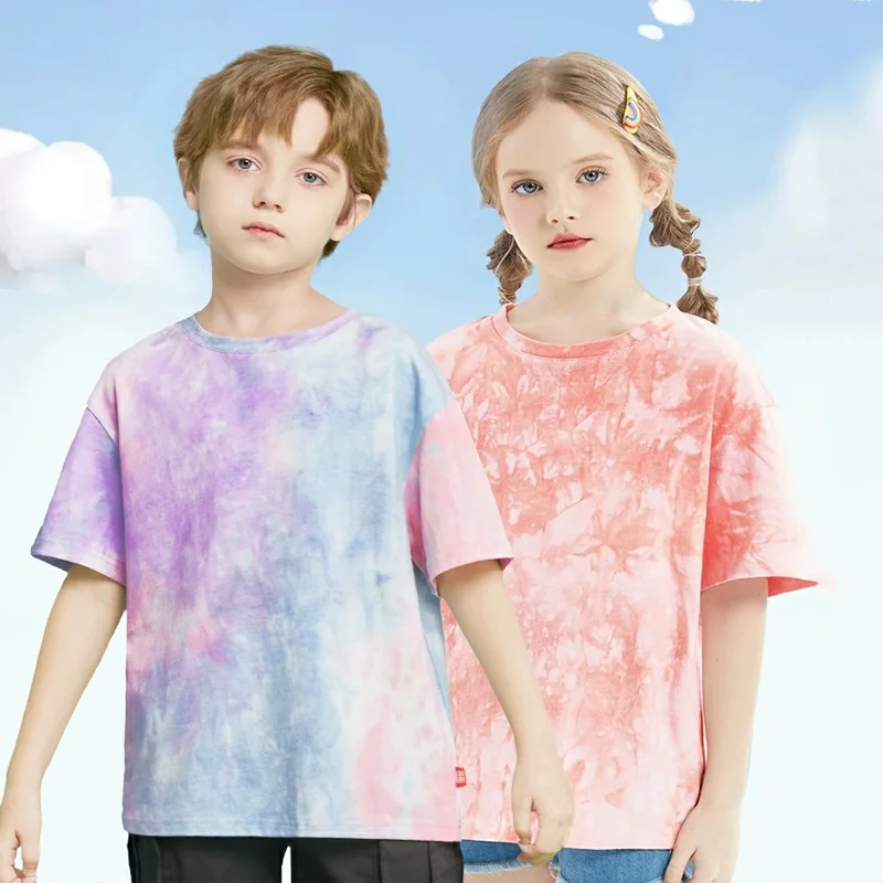 

Unisex T-shirt Plus Size Loose 100% Cotton Short Sleeve T-shirt for Children 2025 New Summer Children's Round Neck Tops IY05261