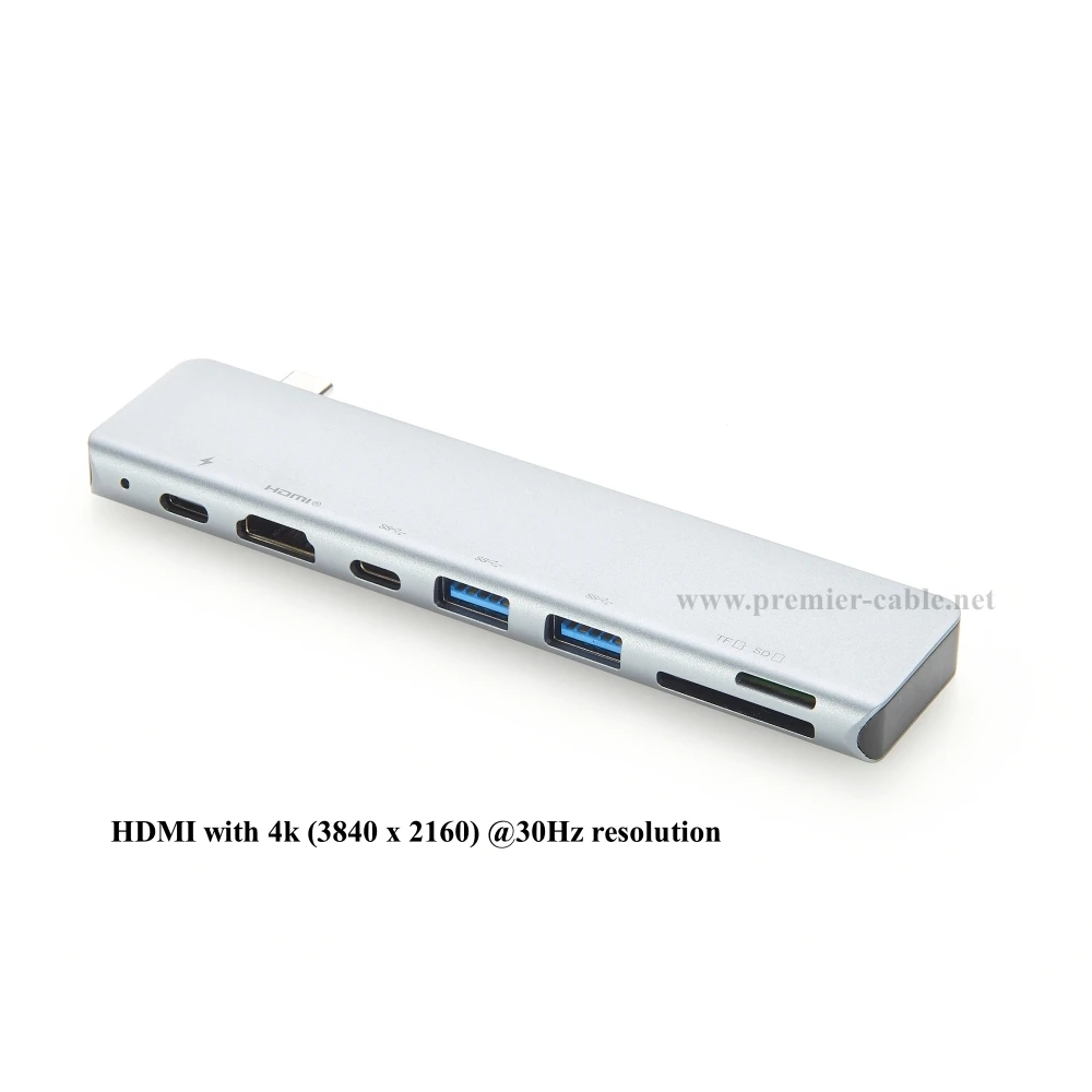 Plugable 7 in 1 USB C Hub Multiport Adapter USB Type C hub with 4K@30Hz HD USB C Dongle for MacBook Windows Type C Laptops