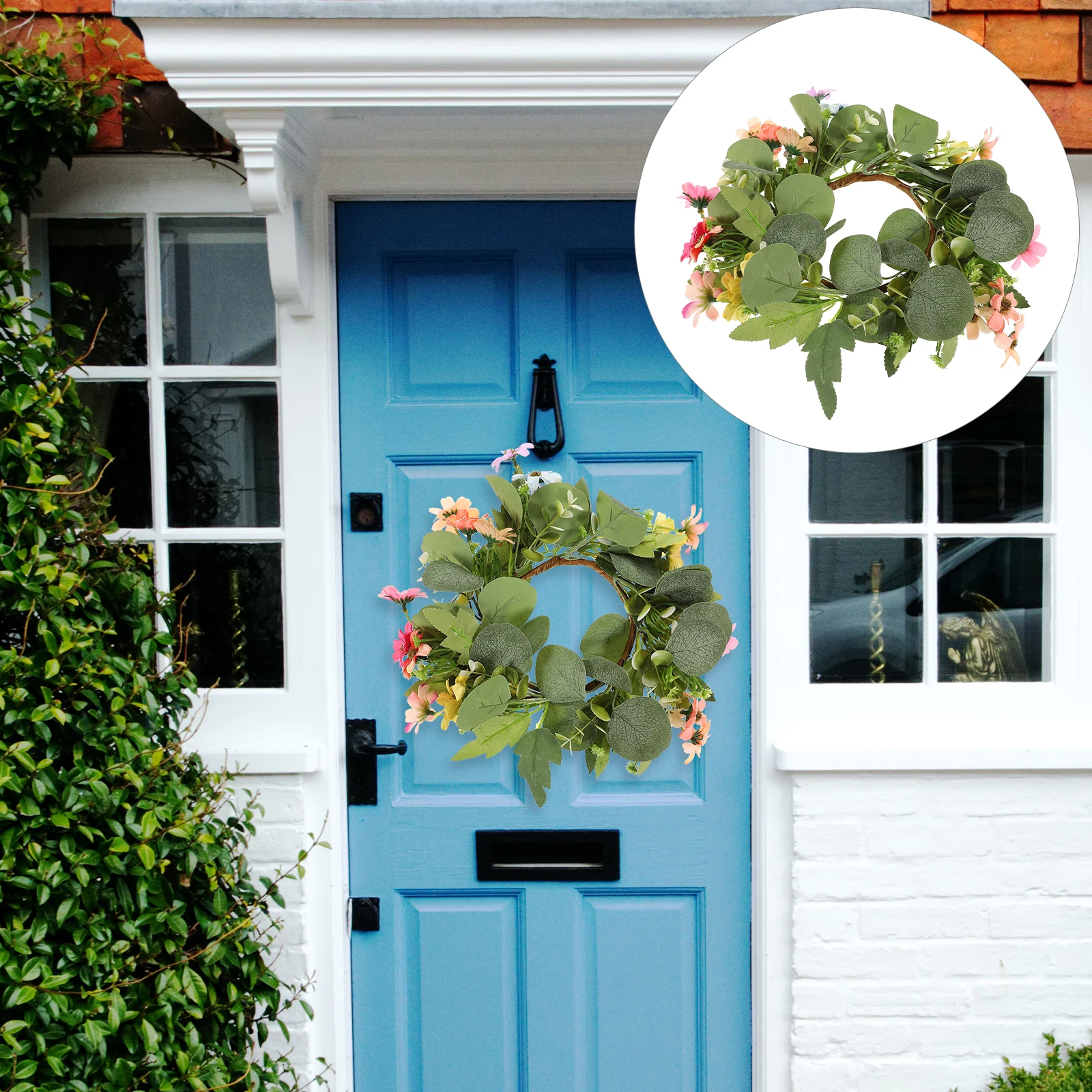 

Spring Artificial Leaves Wreath Eucalyptus Home Decor Door Hanging Adornment Fake Plants Simulation