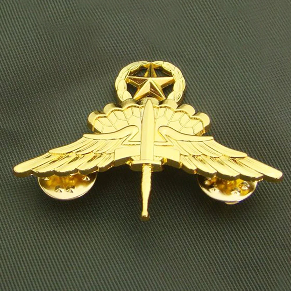 أجنحة المظلة الحر للجيش الأمريكي نجمة الولايات المتحدة شارة دبوس كوكتيل ذهبي #2
