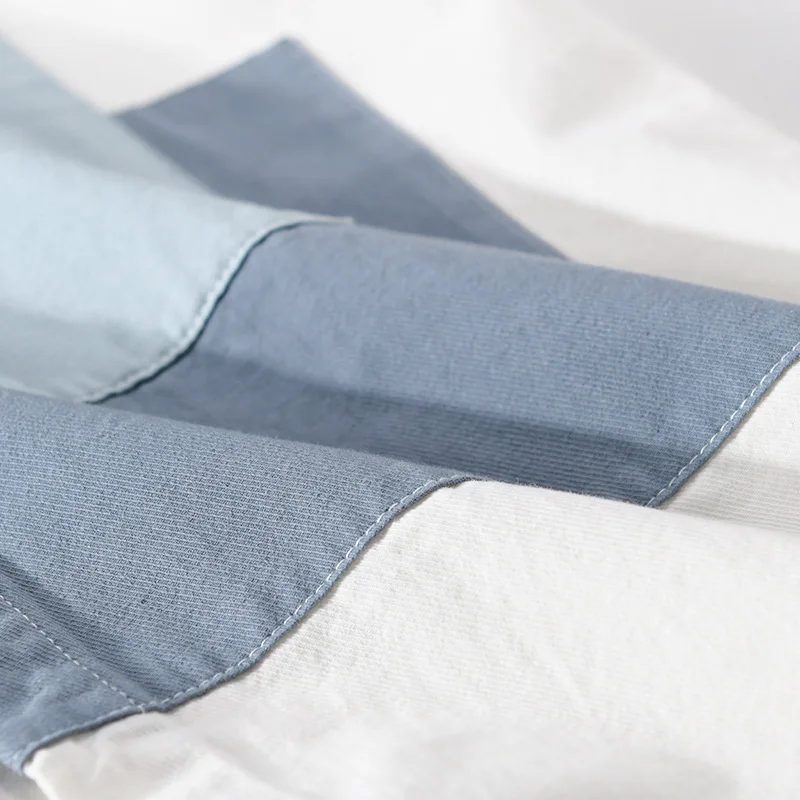 남성용 신선한 셔츠 스트리트 스타일 긴팔 셔츠, 캐주얼 순면 패치워크, 슬림핏 디자이너 셔츠, 청소년 패션 상의, 신상