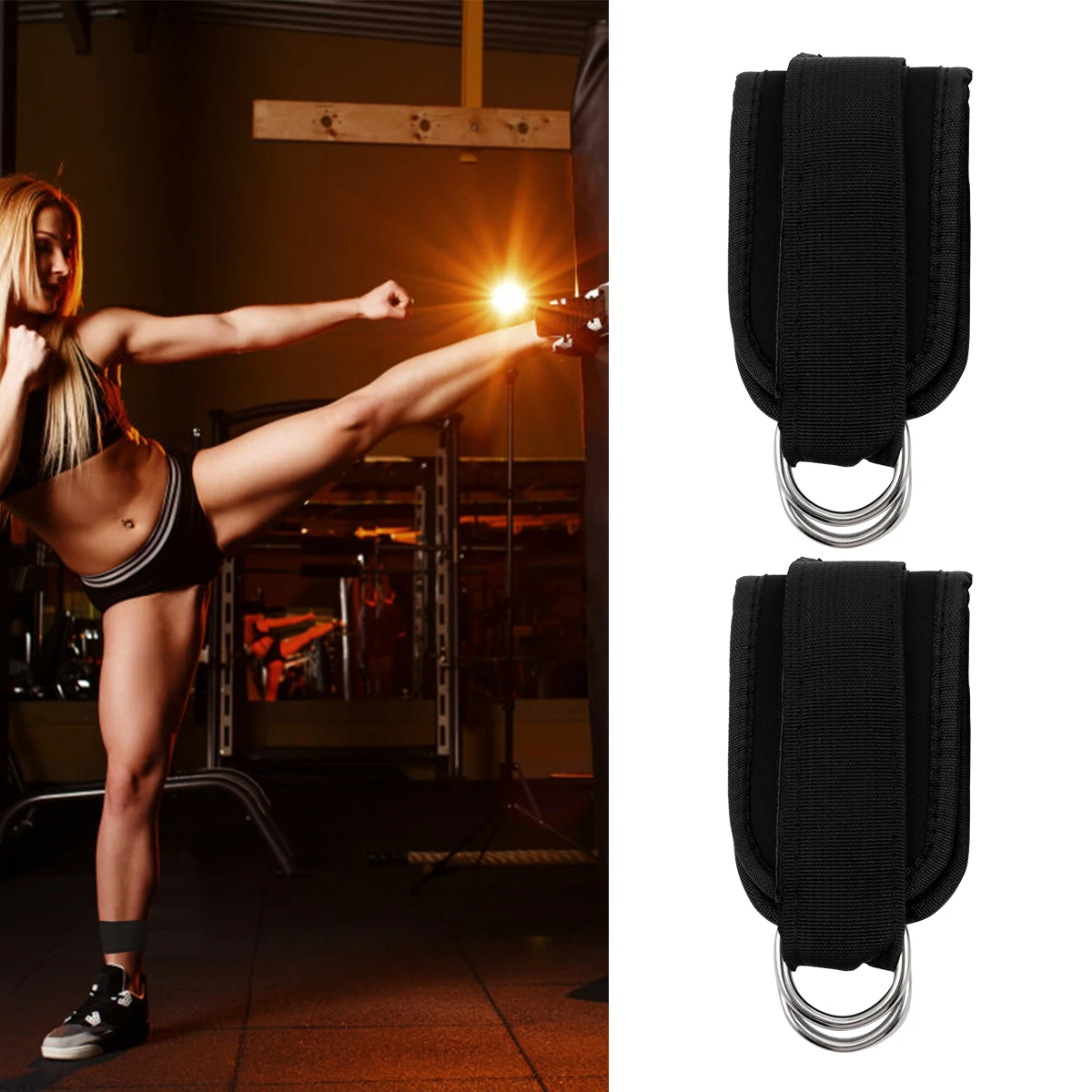 

Ankle Straps Leg Wraps for Gym Working Out Sports Workout Black Exercise Fitness