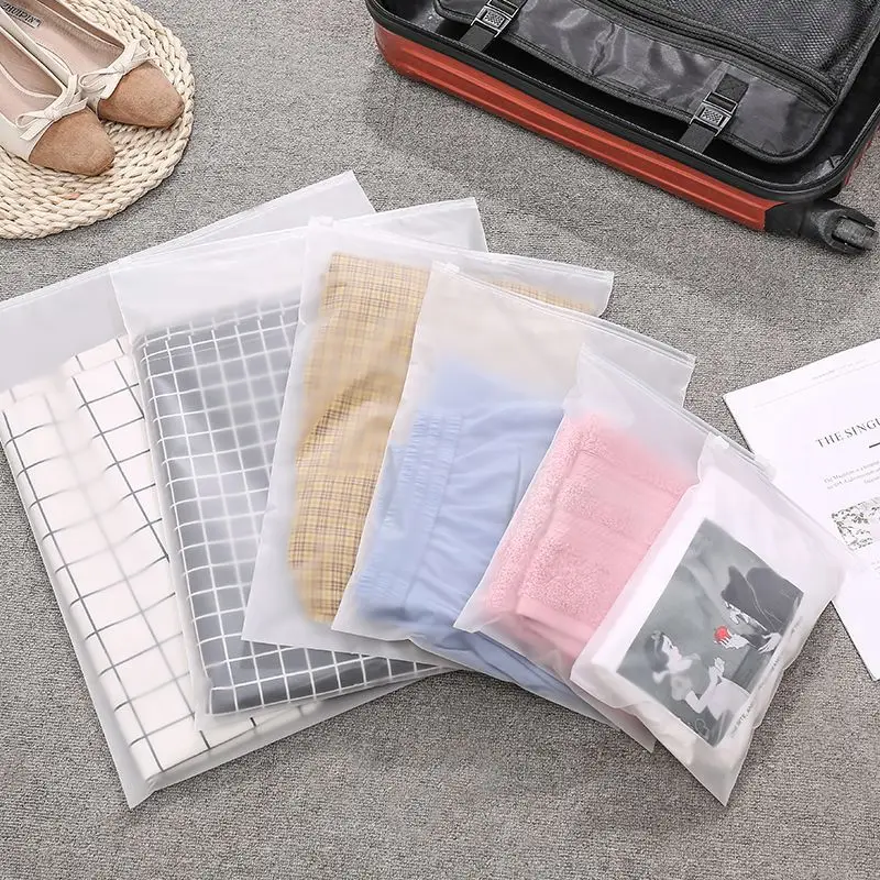 500Pcs Clothes Waterproof Self-Seal Pouches Plastic Packaging Bags Transparent Frosted Travel Self Sealing Bag