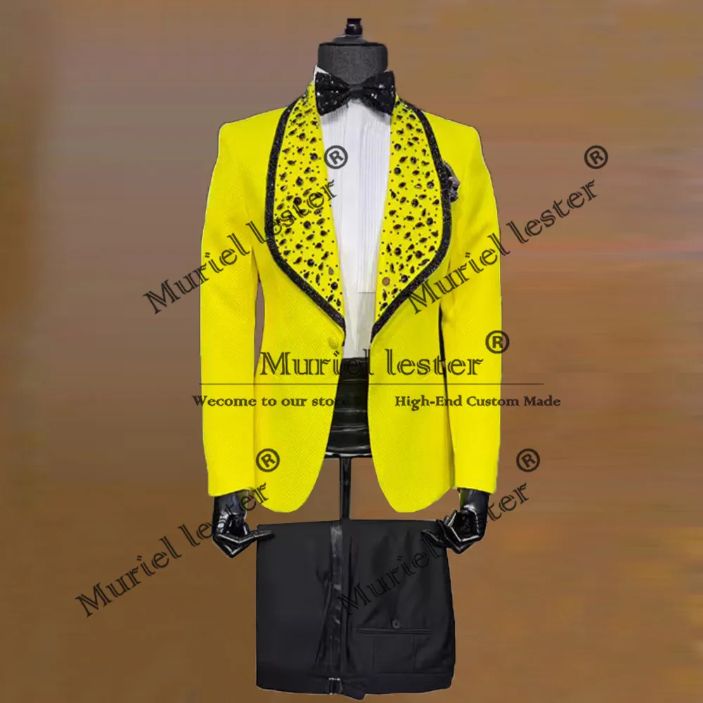 Exclusive Rhinestones Wedding Groom Tuxedos Customized Shawl Lapel Prom Blazers Man Formal Party Suits Slim Fit terno masculino