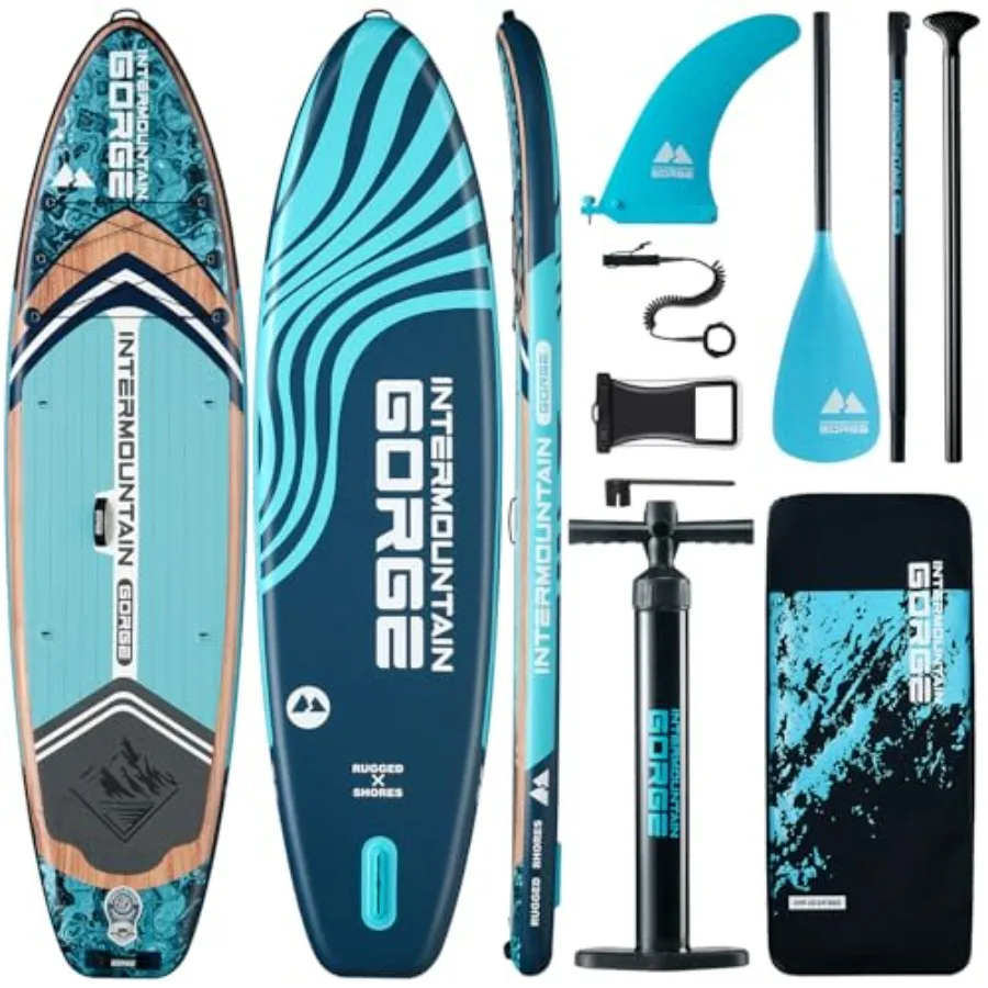 

Ultra Wide Inflatable SUP for Yoga Family Use EVA Deck Blue 420lb Capacity High-Pressure Pump Safety Leash Included