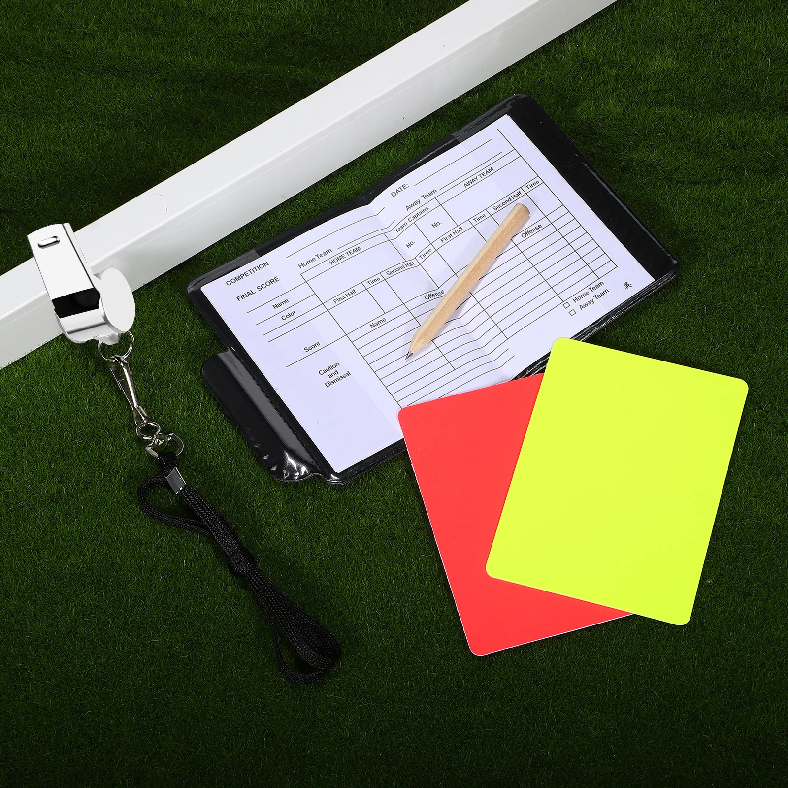 

1 Set Red Yellow Cards For Soccer Kit Whistle Scorebook Portable Wallet Standard Referee Tools Set Sports Referee Accessory