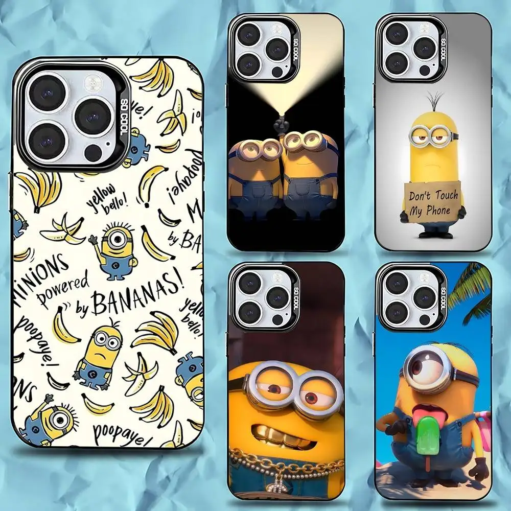 

Cartoon M-M-Minions Phone Case For iPhone 16,15,14,13,12,11,Pro,Max,Plus,Mini,XS,SE Anti Fall Black Matte Hard Bumper