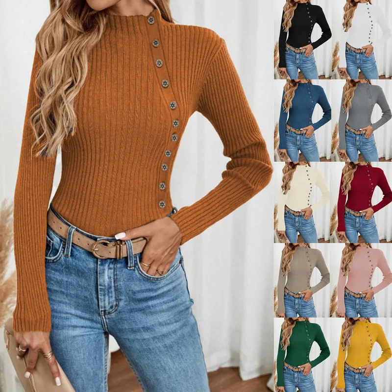 

Женский вязаный свитер, топ на осень-зиму 2025, тонкие свитера на пуговицах, женская футболка Женский свитер, кашемировый свитер, женский свитер