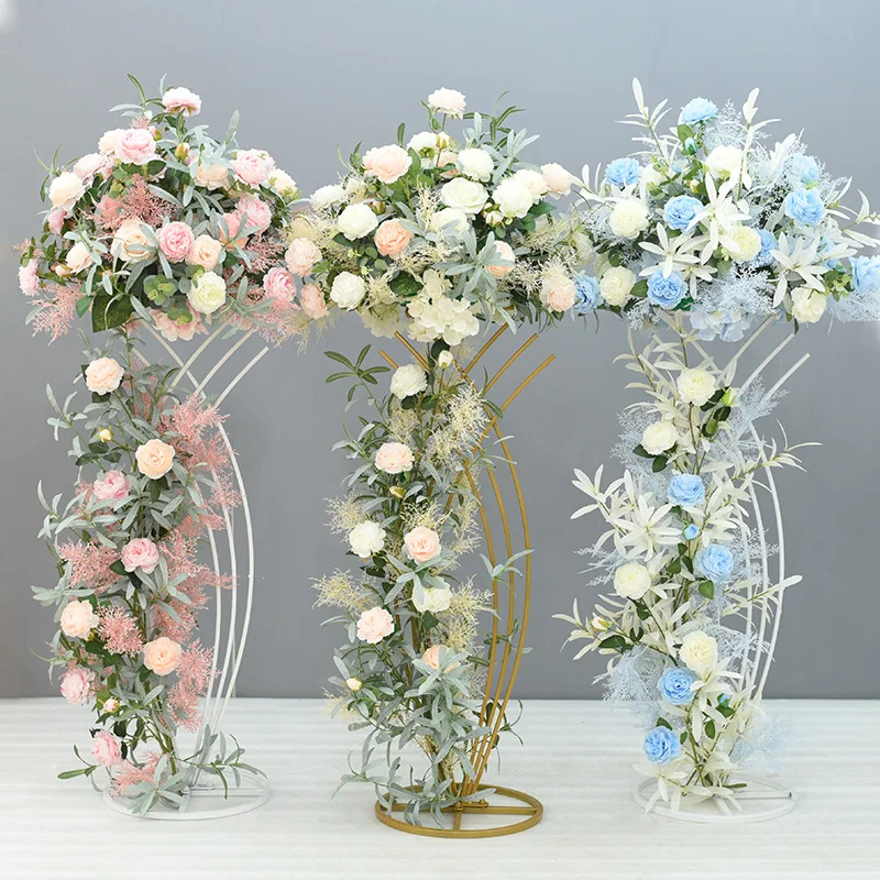 Metal Flower Vase Floor Vases Column Stand Metal Road Lead, Wedding Centerpiece Geometric Pot Table Rack for Home Decor 10 Pcs