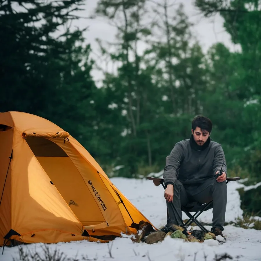 خيمة 4 فصول لحقيبة الظهر لخيام الشتاء لشخصين خيمة الطقس البارد خفيفة الوزن مقاومة للماء بطبقة مزدوجة لجميع المواسم خيمة الشب #6