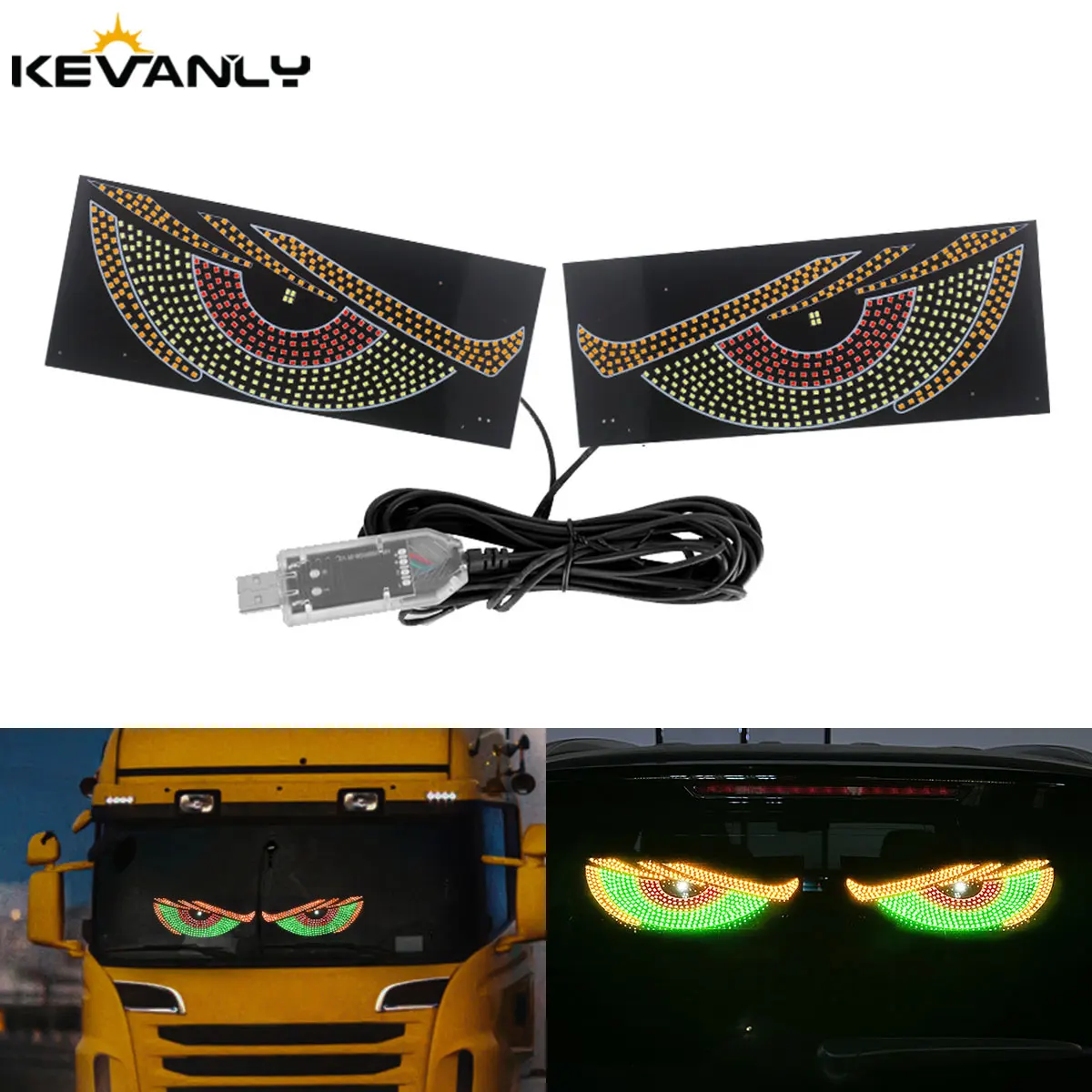 

1 пара дьявольского глаза, автомобиль, грузовик, светодиодный экран, динамическая анимация, светодиодная матрица, пиксельная панель, переднее лобовое стекло, светодиодная атмосферная лампа