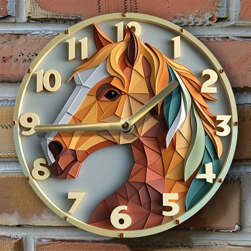 DIY Horse-Themed Silent Wall Clock Kit – Art Clock for Office & Home Decor – Ideal for Mother's Day & Graduation Gifts