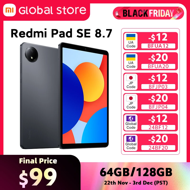 Global Version Xiaomi Redmi Pad SE 8.7 LCD 6650mAh Battery 8MP Camera 90Hz MediaTek Helio G85 octa-core CPU 18W fast charging