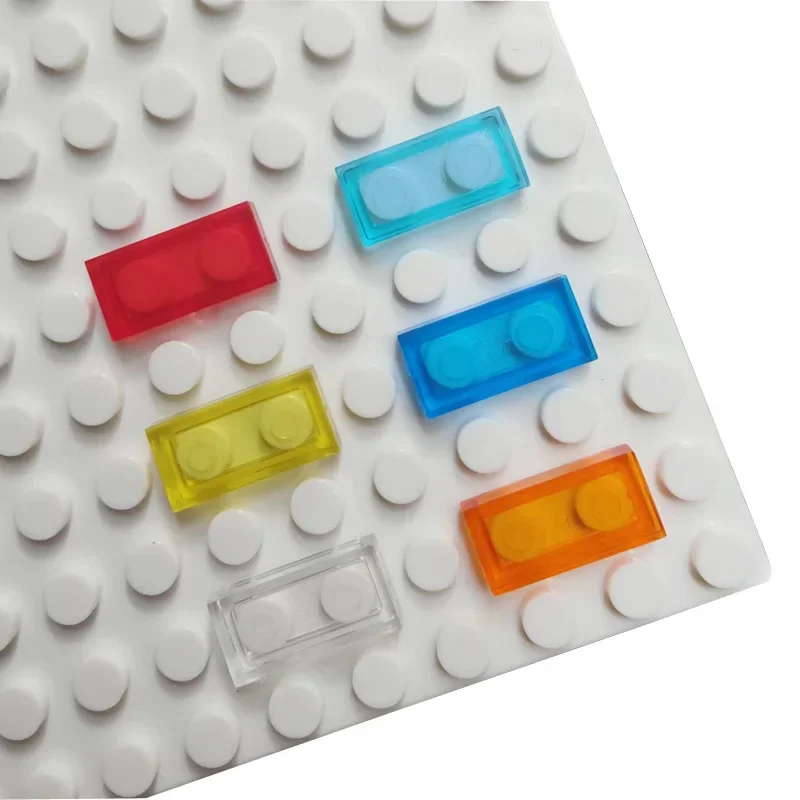 Building Block Smooth Thin Bricks Transparent Color 1x2 Dots 100pcs DIY Parts Brick 3069 3023 MOC Toy For Children