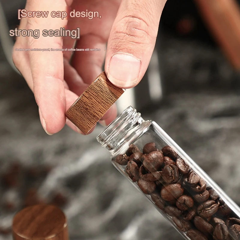 Glass Test Tube Display Stand Barista Tools Single Tube Storage Coffee Bean Dispensing Bottle Coffee Sealed Jar Beans