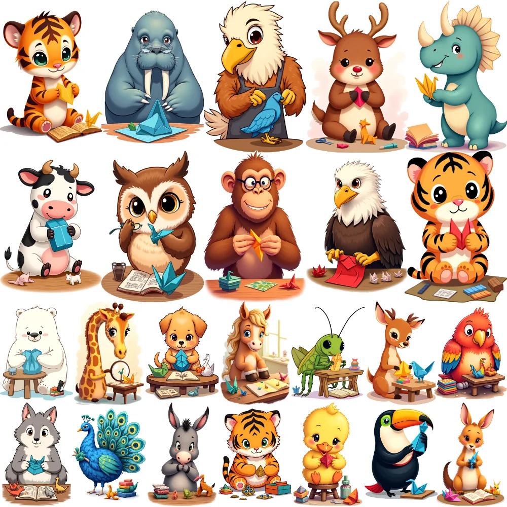 28 قطعة الوشم المؤقت على شكل حيوانات كرتونية للبنين والبنات لطيف النمر الفيل القرد مقاوم للماء ملصقات وشم درجة الحرارة وهمية