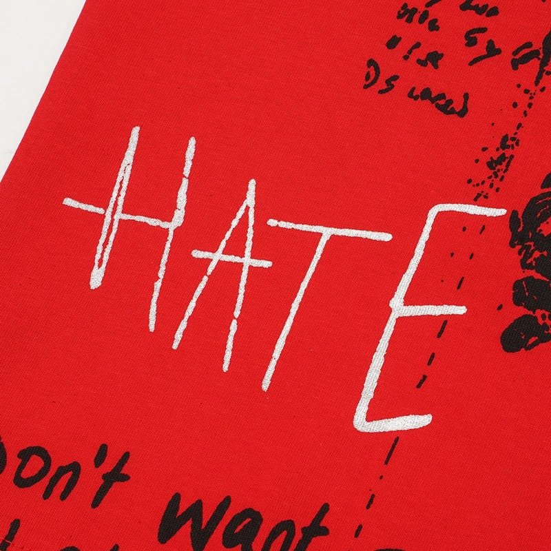 High-Street-Punk-Graffiti-Engel-Print T-Shirts für Männer, Übergroße Rote Kurzarm-Grafik-Tops, Lässige Kleidung aus Baumwolle für den Sommer – Detail 11