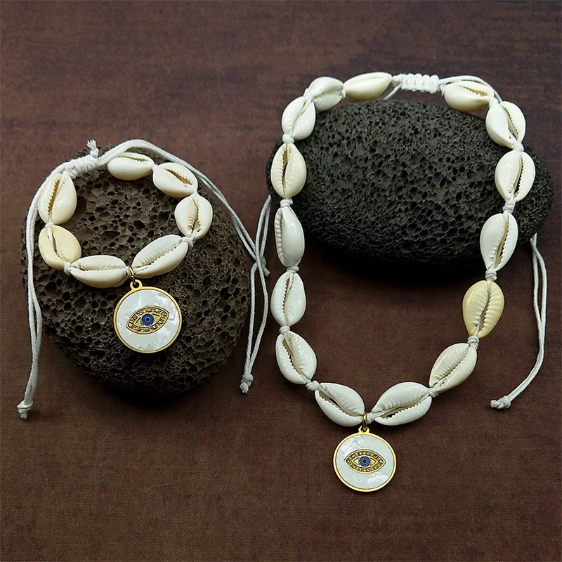 Love Heart Female Elegant Bracelet Necklace For Women Men Evil Eye Lucky  Summer Bohemian Handmade String Rope Chains Jewelry
