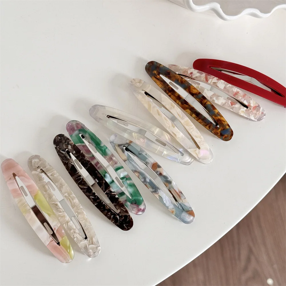 Acetate Hair Clips Bobby Pins Simple Sweet Oval Geometric Side Pins Hairpin Women Hair Accessories