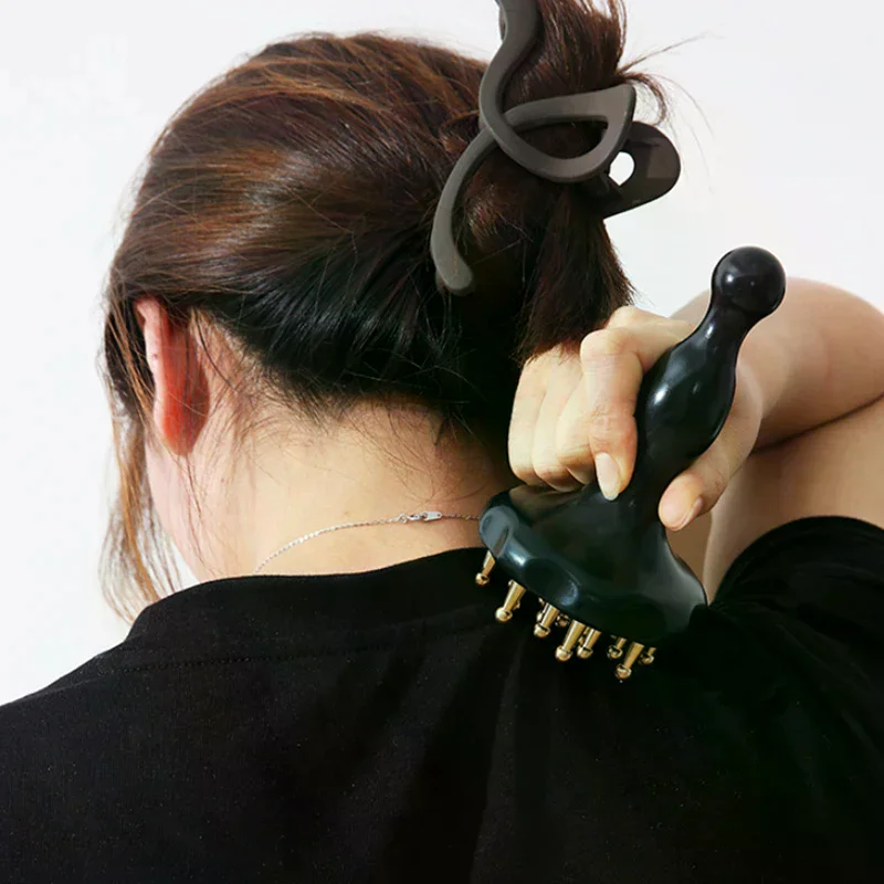 Alat Pijat Guasha Hidung Sikat Meridian Manik-manik Kuningan Sisir Genggam Antistatik Untuk Wajah Hidung Mata Relaksasi Titik Meridian Akupuntur