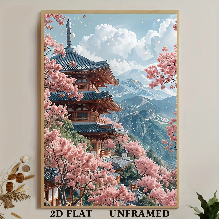 

500/1000/1200/2000PCS Puzzle Cherry Blossom Temple Jigsaw Leisure and Entertainment Suitable for Art Enthusiasts