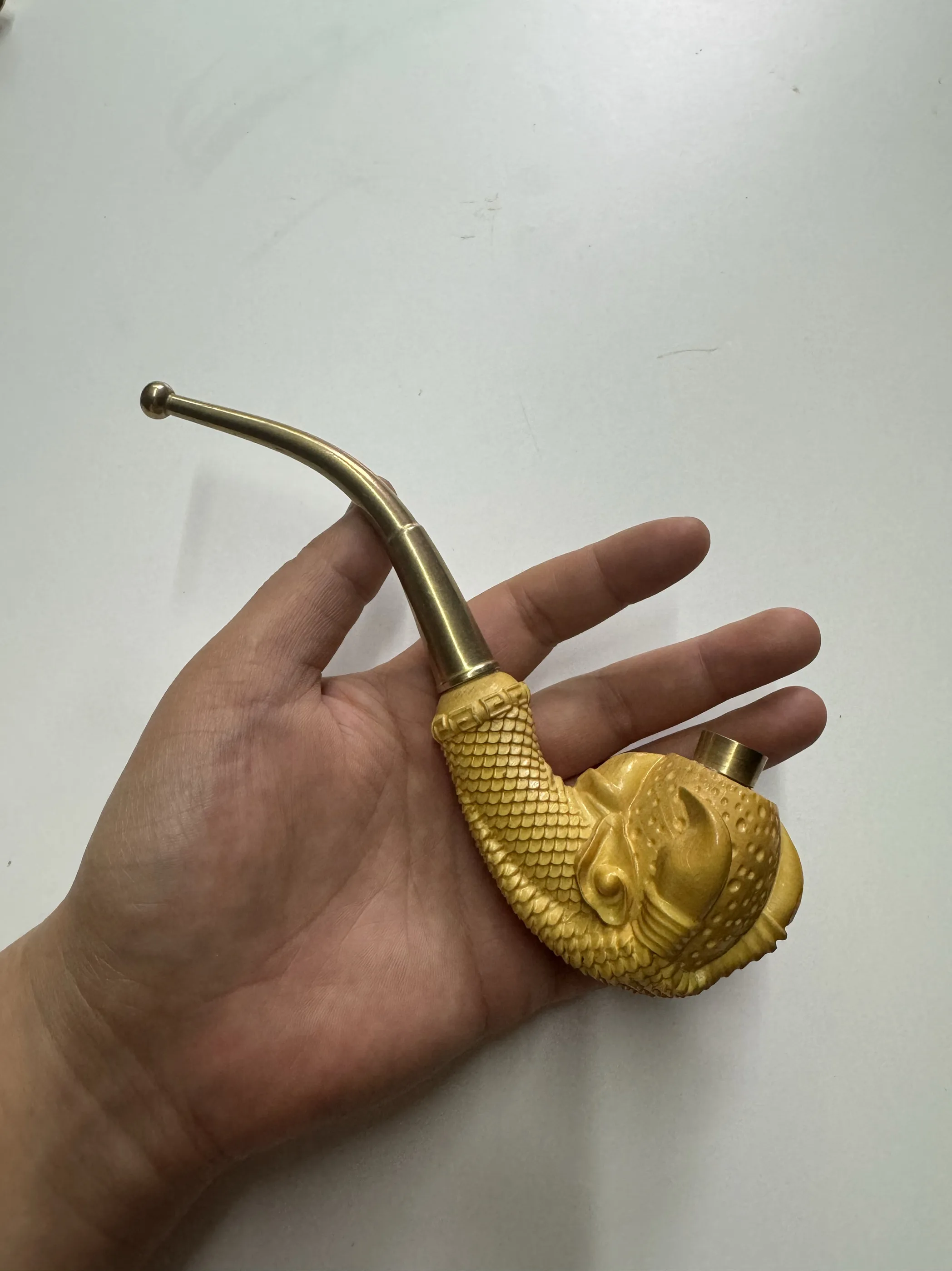 Guizhou Boxwood Overall Imitation Claw Carved Pipe Small and Easy to Carry Old-Fashioned Pipo
