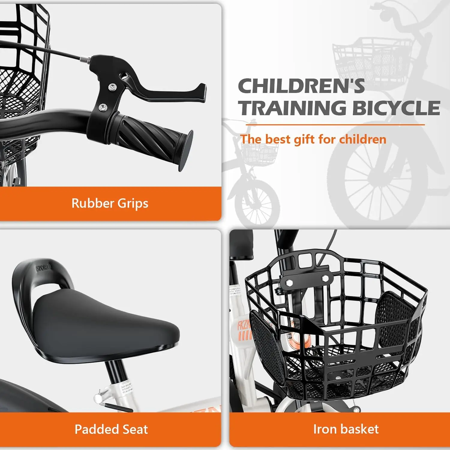 دراجة أطفال مقاس 16/18 بوصة مع عجلات تدريب للأولاد والبنات، دراجة قابلة للتعديل للأعمار من 4 إلى 8 سنوات، فرامل يدوية وكوستر، سلة، دبوس